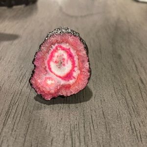 Pink crystal ring